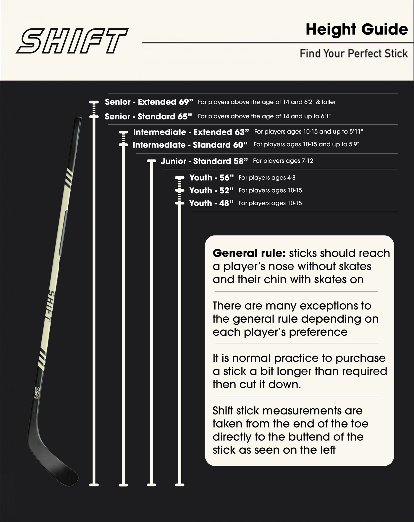 Essentials - Senior Hockey Stick - Standard 65"