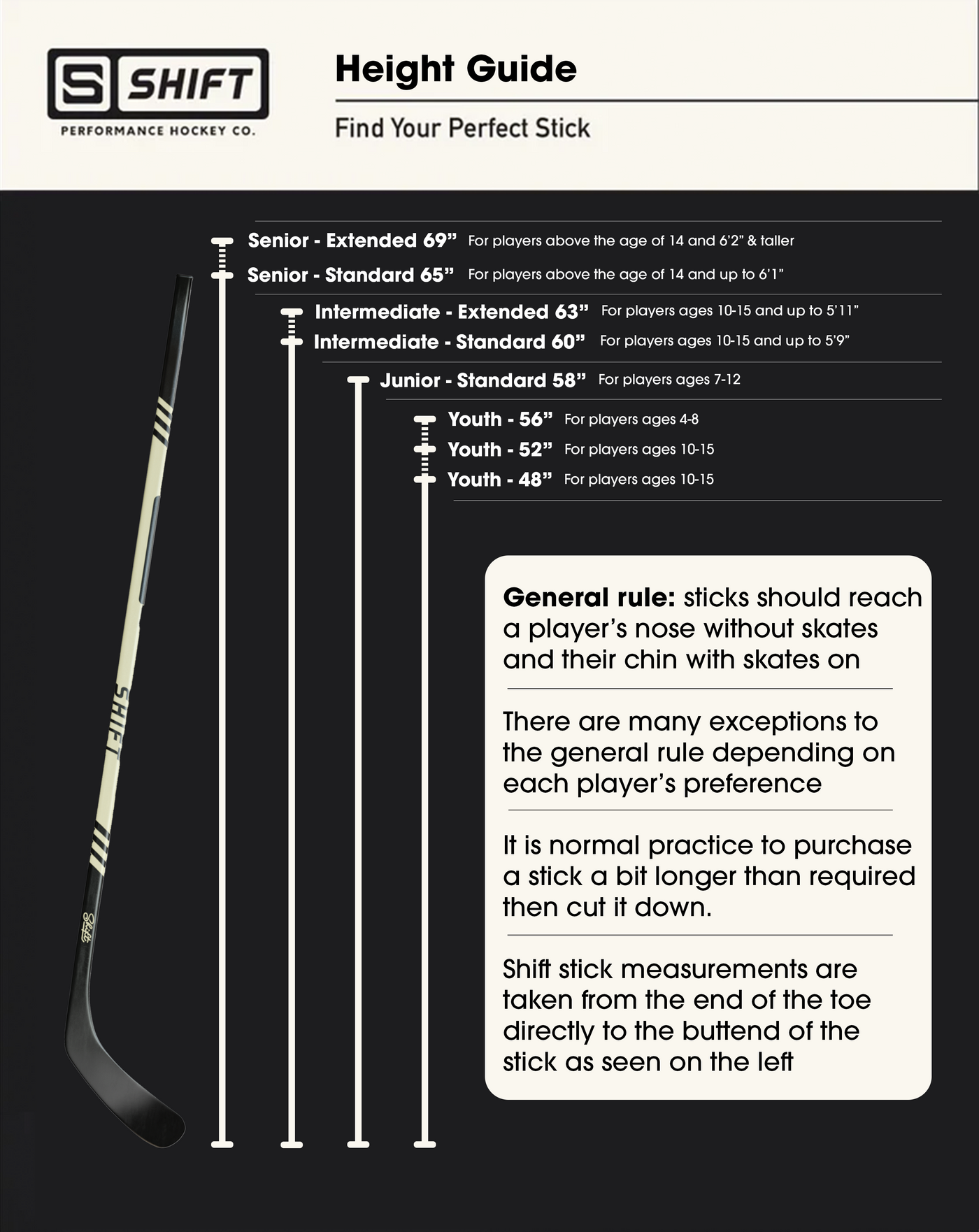 Essentials - Intermediate Hockey Stick - Extended 63"